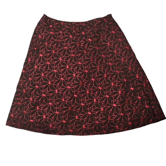 NINE WEST Eyelet A-line Skirt Red Black Sz 6 - Picture 2 of 8